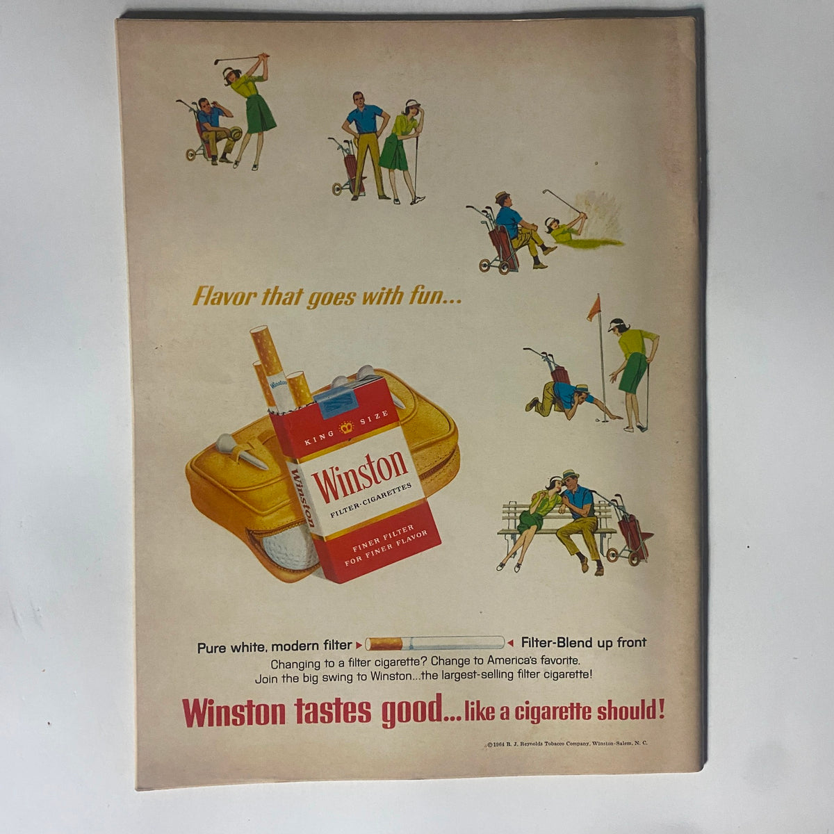 Back advertisement page from VTG Motor Trend Magazine May 1964 promoting Winston cigarettes, illustrating mid-20th century advertising style.