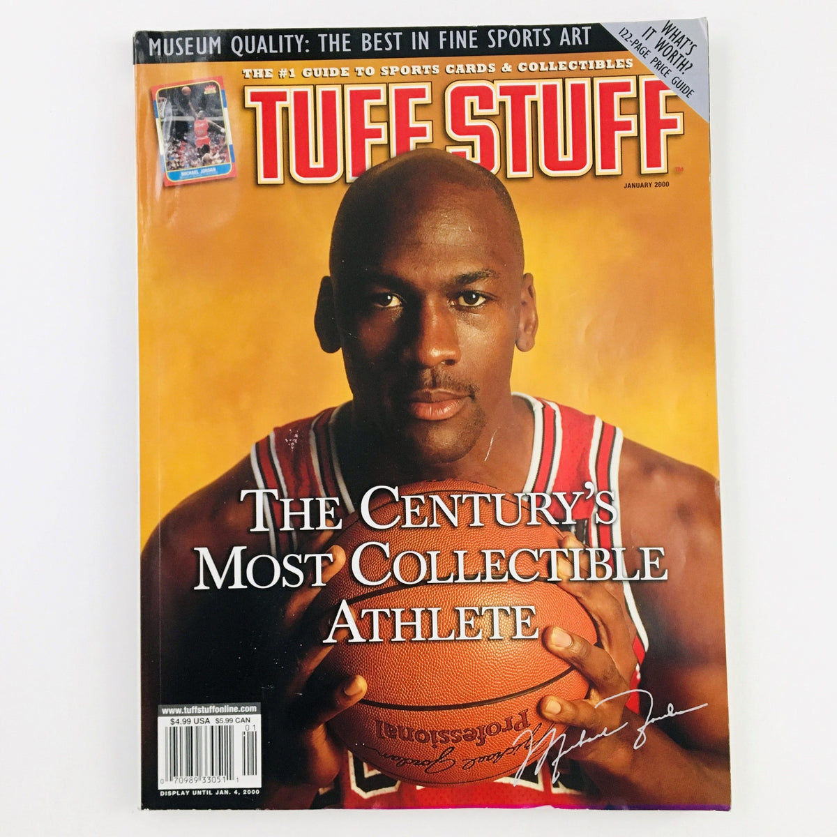 Cover of Tuff Stuff Magazine January 2000 featuring Michael Jordan, titled 'The Century's Most Collectible Athlete'.