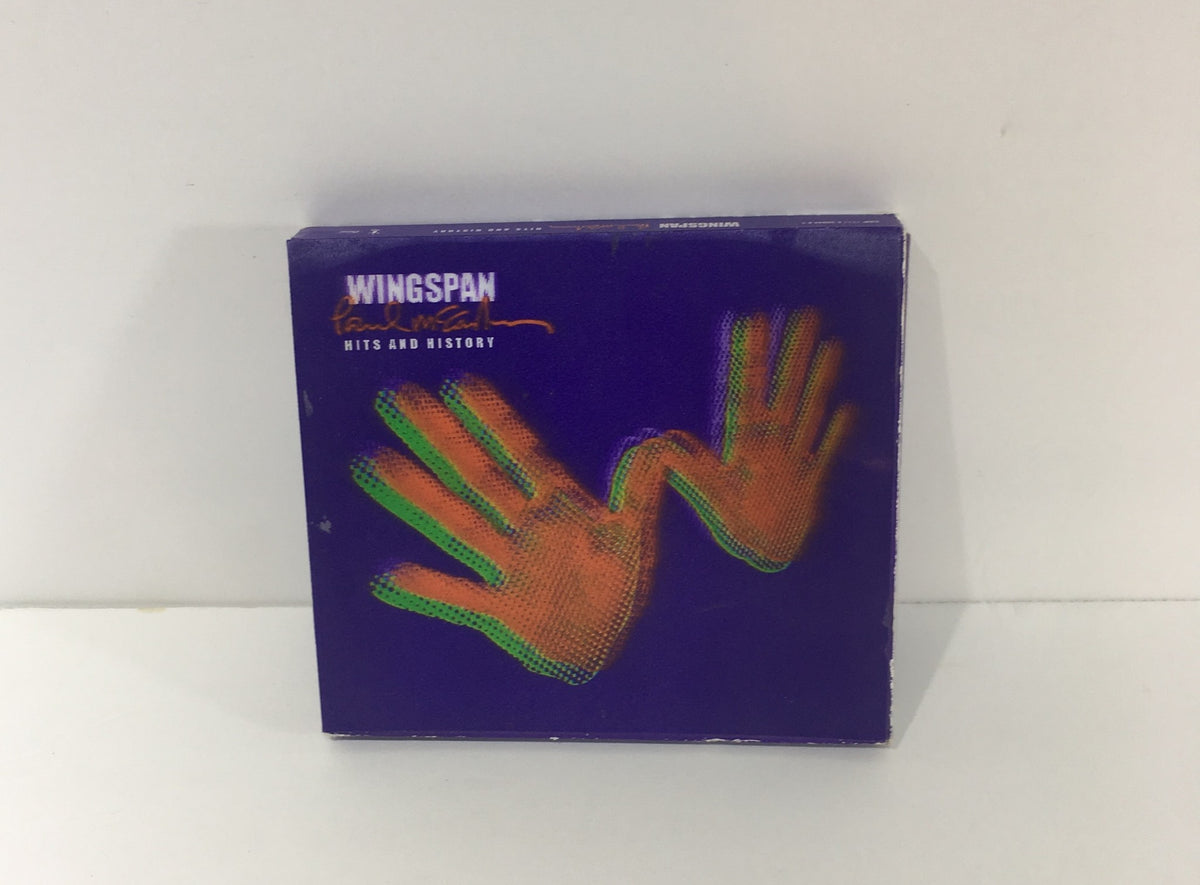 Paul McCartney Wingspan Hits and History Audio CD cover showcasing vibrant hand graphics.