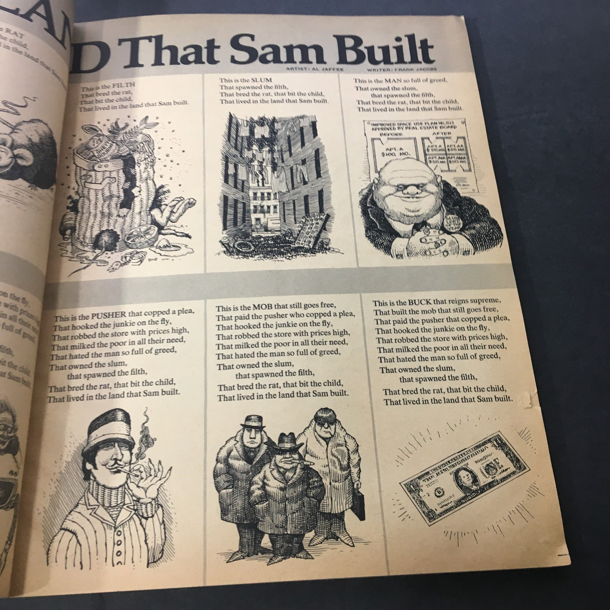 Interior page of Mad Special Number Four June 1971, illustrating characters and text discussing societal critiques, typical of Mad magazine's humor.