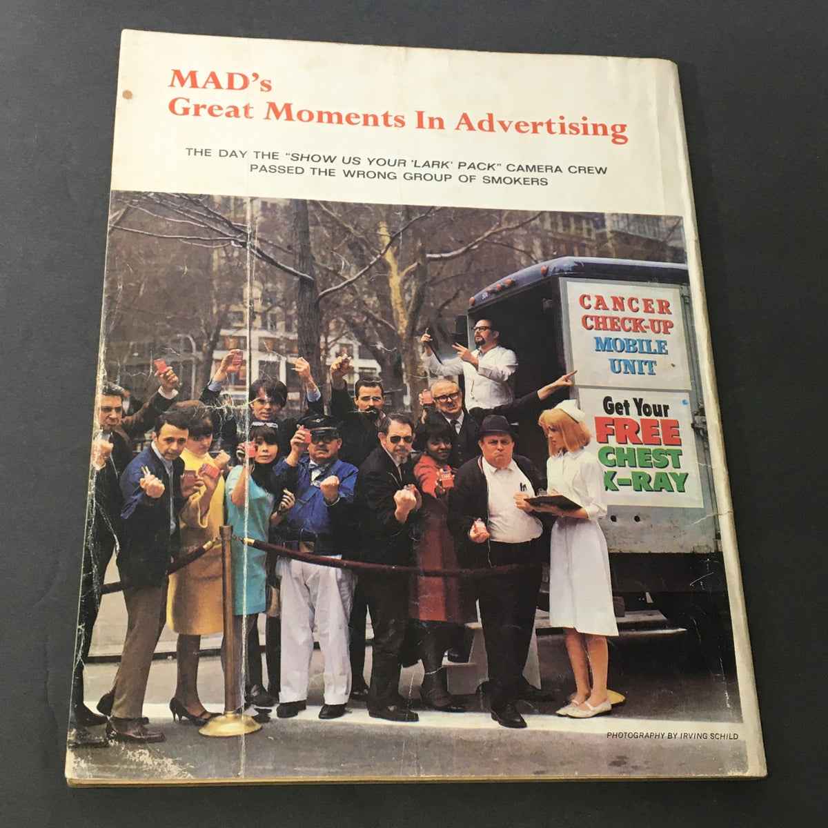 Back cover of Mad Special Number Four June 1971, titled 'MAD's Great Moments In Advertising', featuring a humorous scene related to health campaigns.