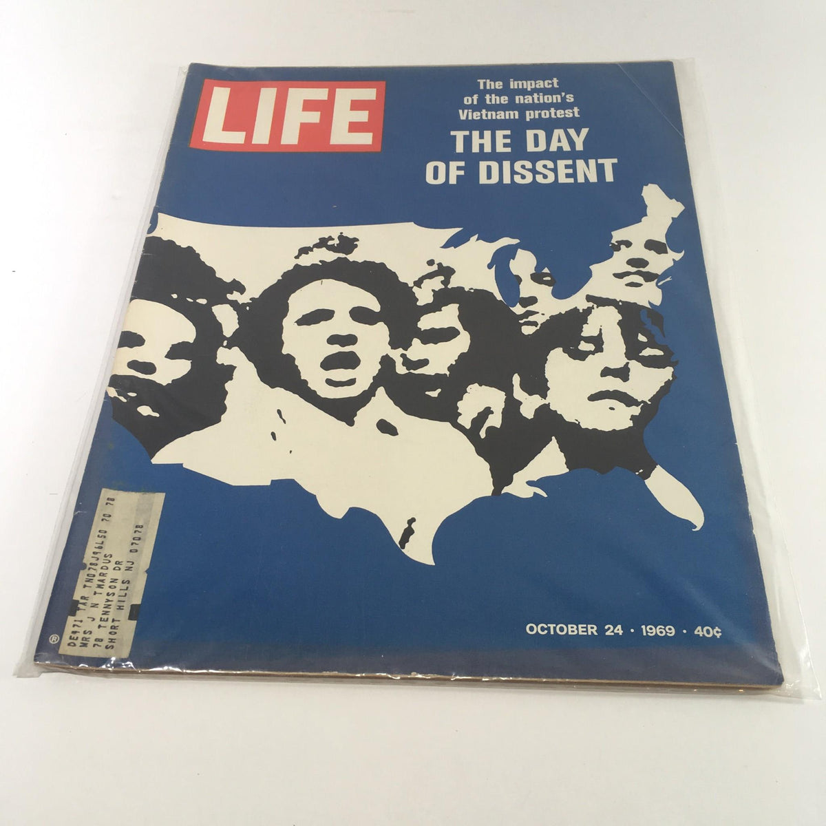 Cover of VTG Life Magazine October 24 1969 featuring 'Day of Dissent' and highlighting Vietnam protests, depicting the passionate activism of the era.