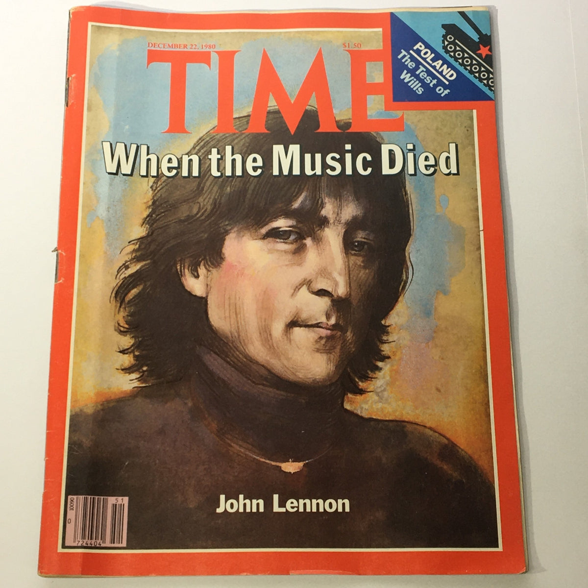 Cover of Time Magazine from December 22, 1980, featuring the title 'When the Music Died', dedicated to John Lennon, reflecting on his impact on music and culture.