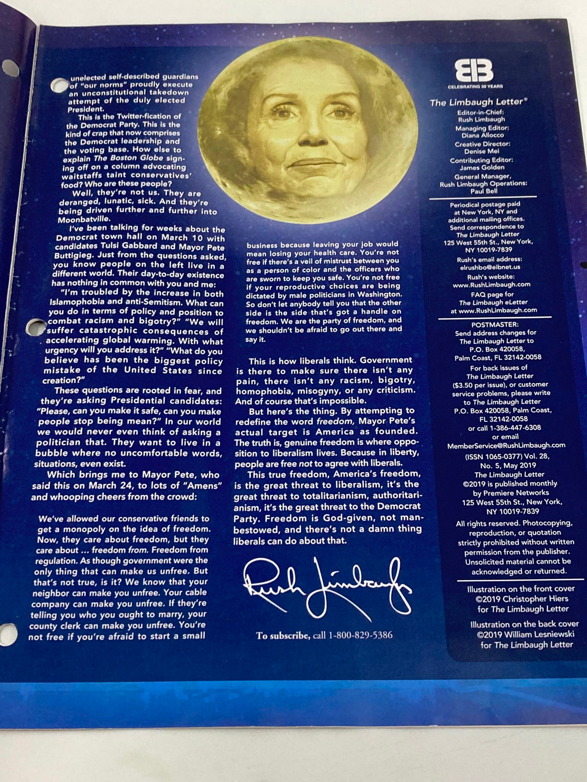 Another interior page of the Rush Limbaugh Letter Newsletter Magazine May 2019 with insights on the extreme leftist perspective and commentary from Rush Limbaugh.
