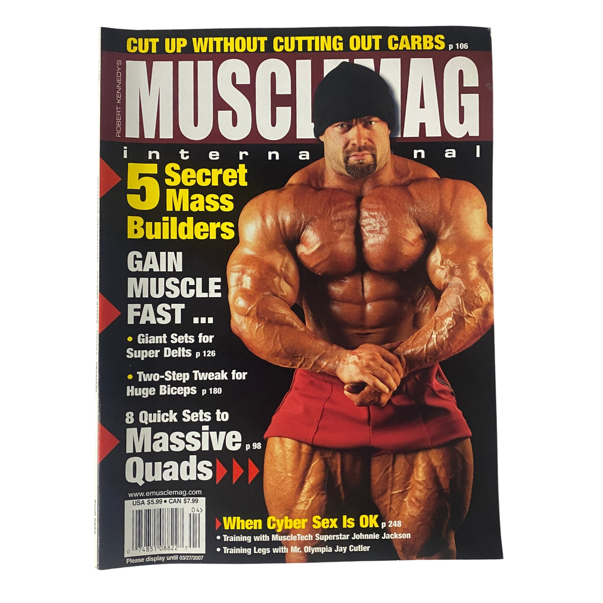 Cover of MuscleMag International Magazine April 2007 No. 299 featuring Branch Warren, highlighting bodybuilding tips and fitness advice.