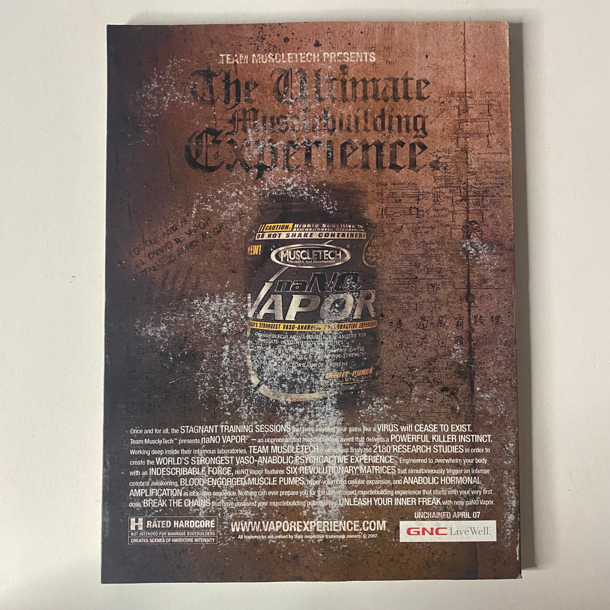 Advertisement for MuscleTech product in MuscleMag International Magazine July 2007 No. 302, promoting the ultimate bodybuilding experience.