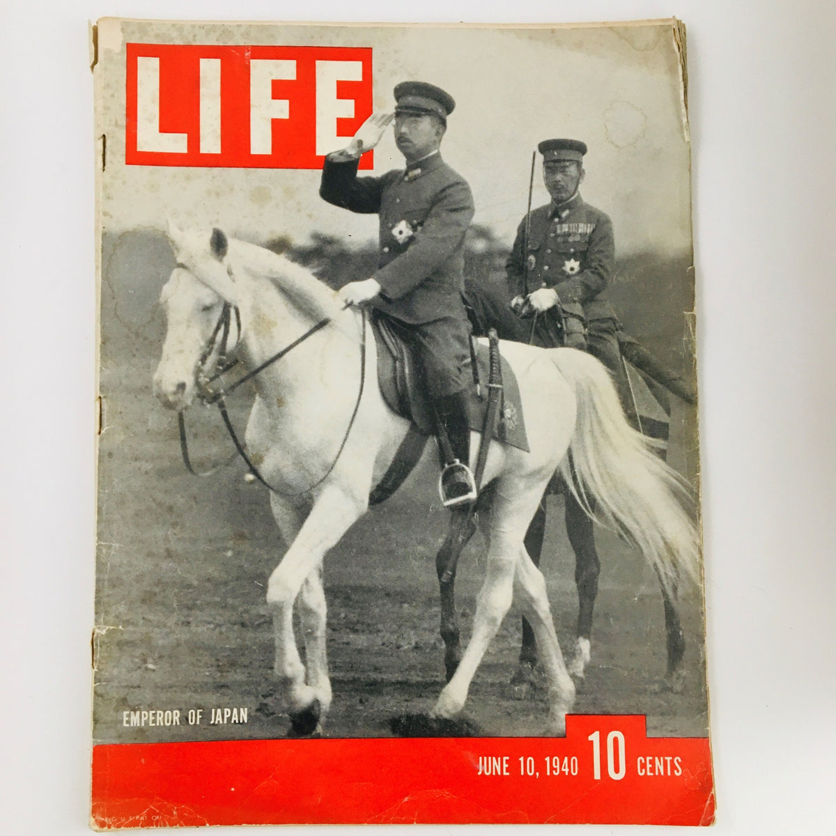 VTG Life Magazine June 10 1940 cover showcasing a photograph of Emperor Hirohito of Japan on horseback, highlighting historical significance and vintage appeal.