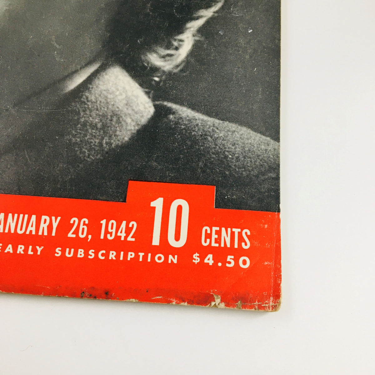 Close-up view of the cover of VTG Life Magazine January 26, 1942 displaying actress Joy Frankau's image and magazine details.