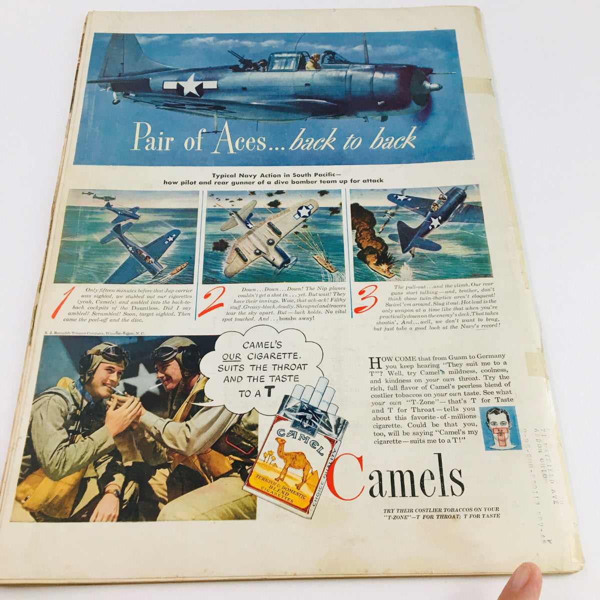 Back cover of VTG Life Magazine November 27, 1944, displaying a World War II themed advertisement alongside an aerial combat illustration.