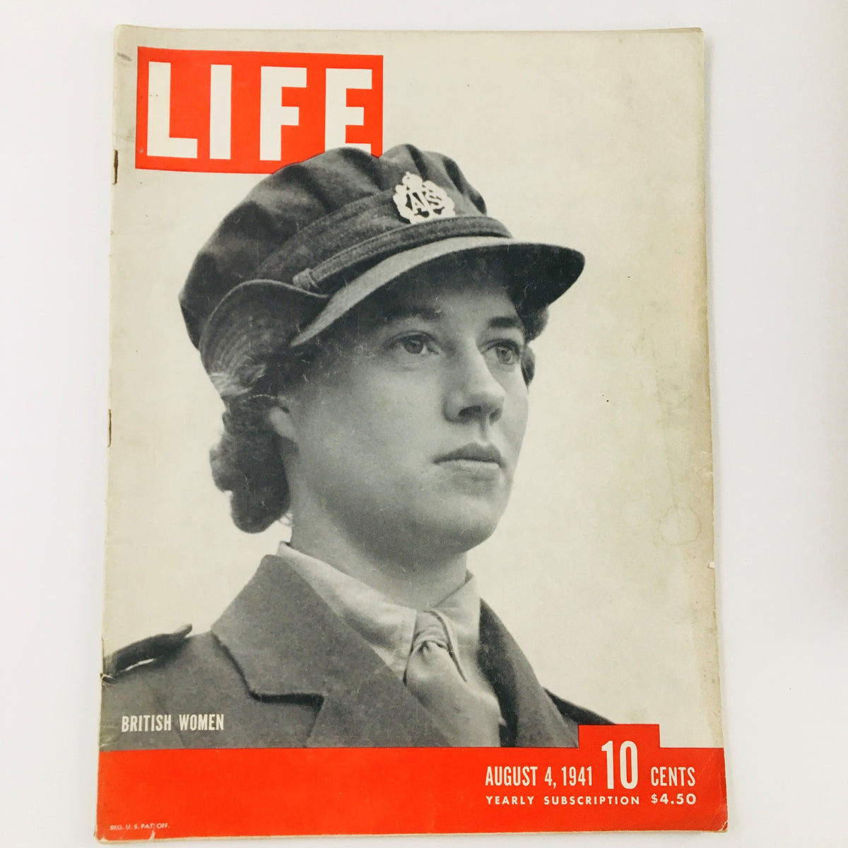 Cover of VTG Life Magazine August 4 1941 featuring a portrait of a British woman, capturing WWII themes and historical significance.