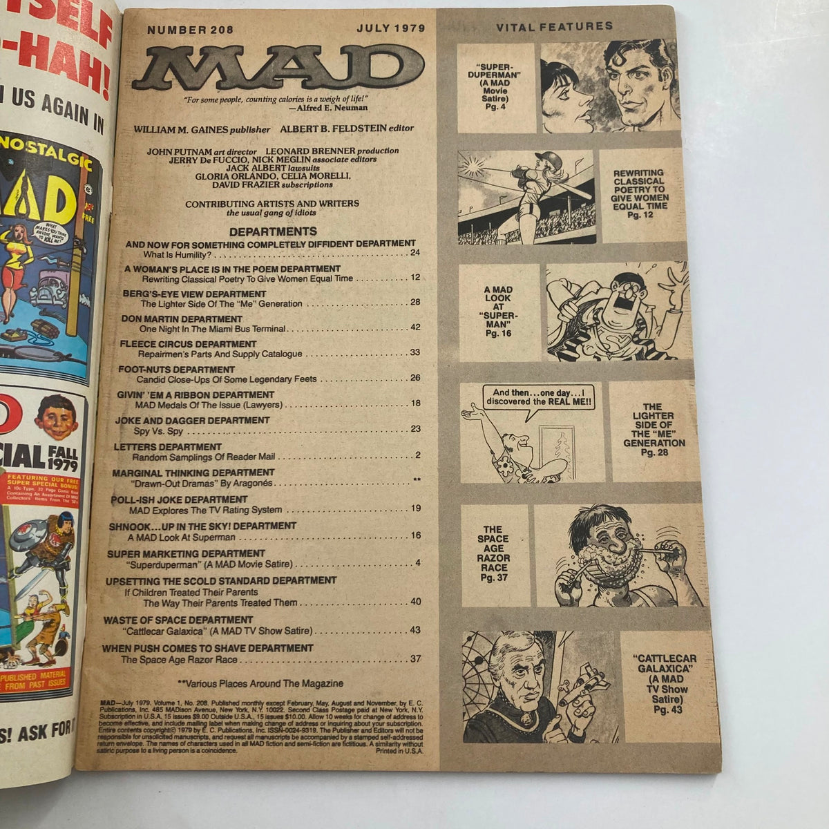 Mad Magazine July 1979 No. 208 Super-Duperman Satire 4.0 VG Very Good No Label