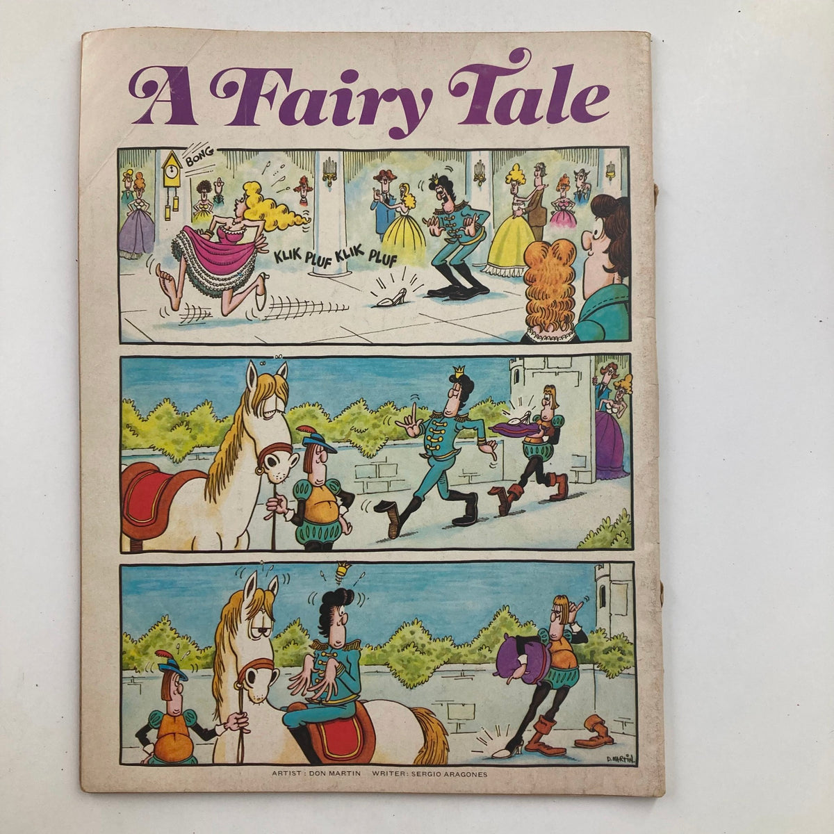 Cover of Mad Magazine December 1977 No. 195 featuring a cartoon titled 'A Fairy Tale' with whimsical illustrations by Don Martin and writing by Sergio Aragones.