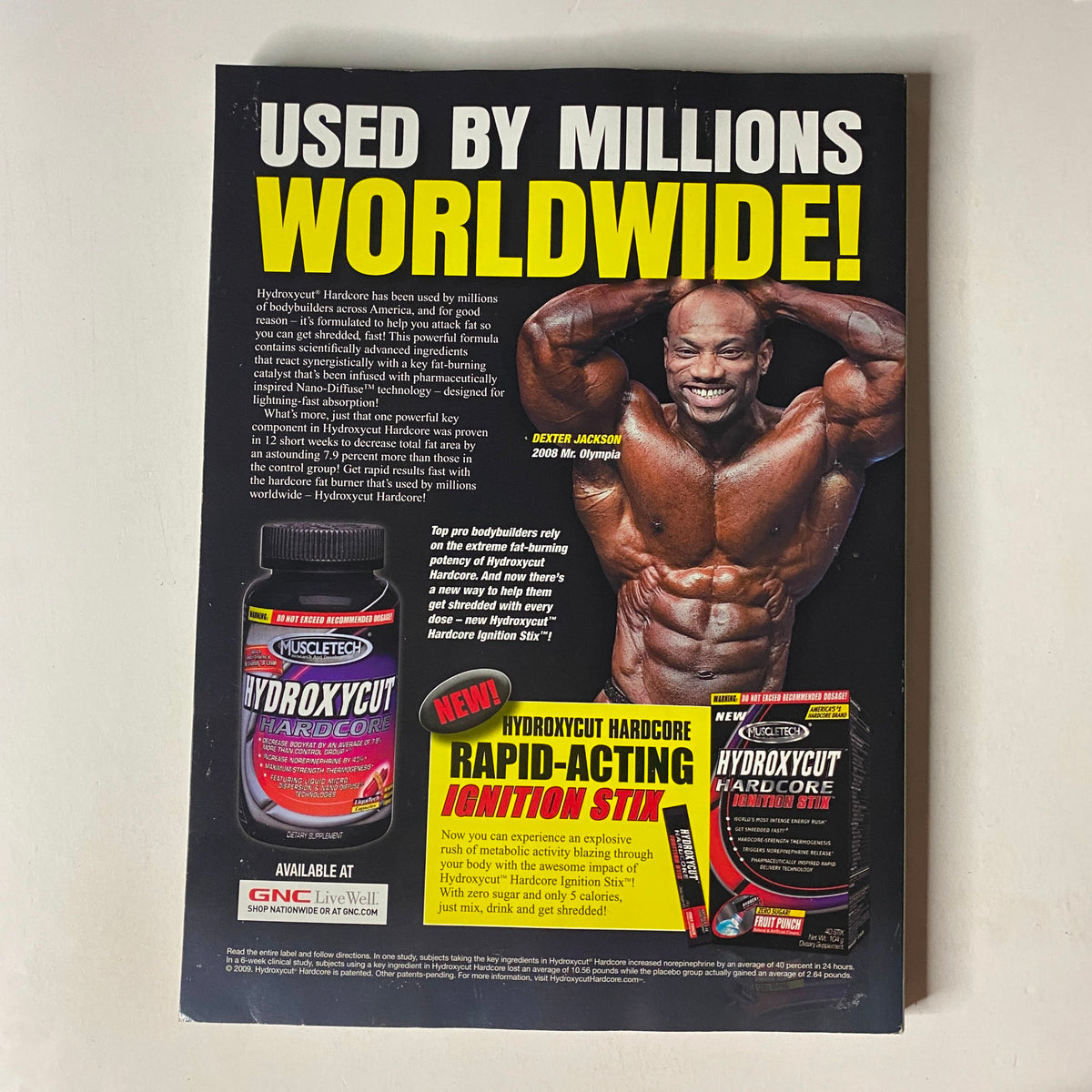 Advertisement from MuscleMag International Magazine May 2009 #324 for Hydroxycut Hardcore products, featuring bodybuilder Peter Jackson showcasing fitness supplements.