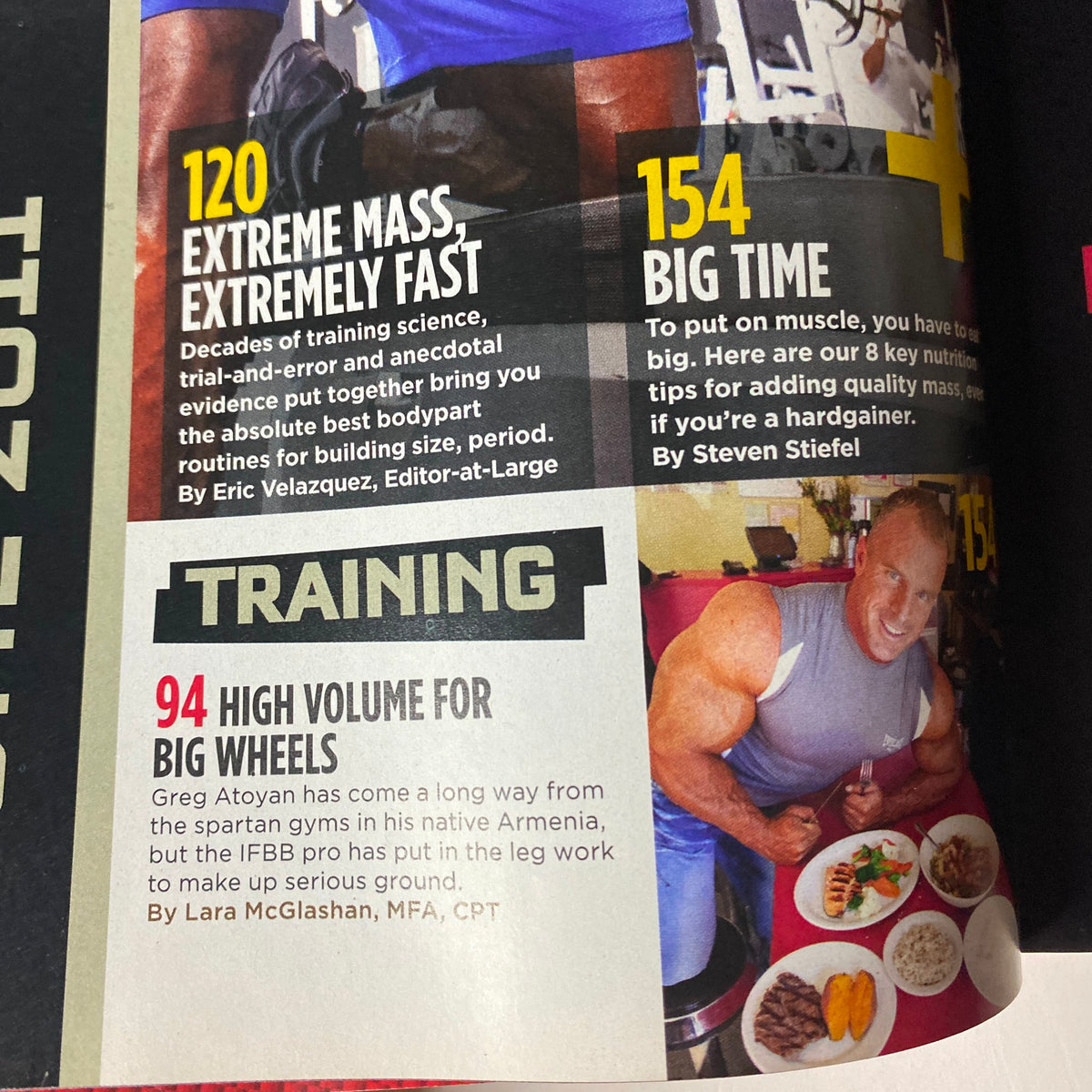 Interior page of MuscleMag International Magazine June 2011 showcasing an article on high-volume training for big legs, offering expert advice.