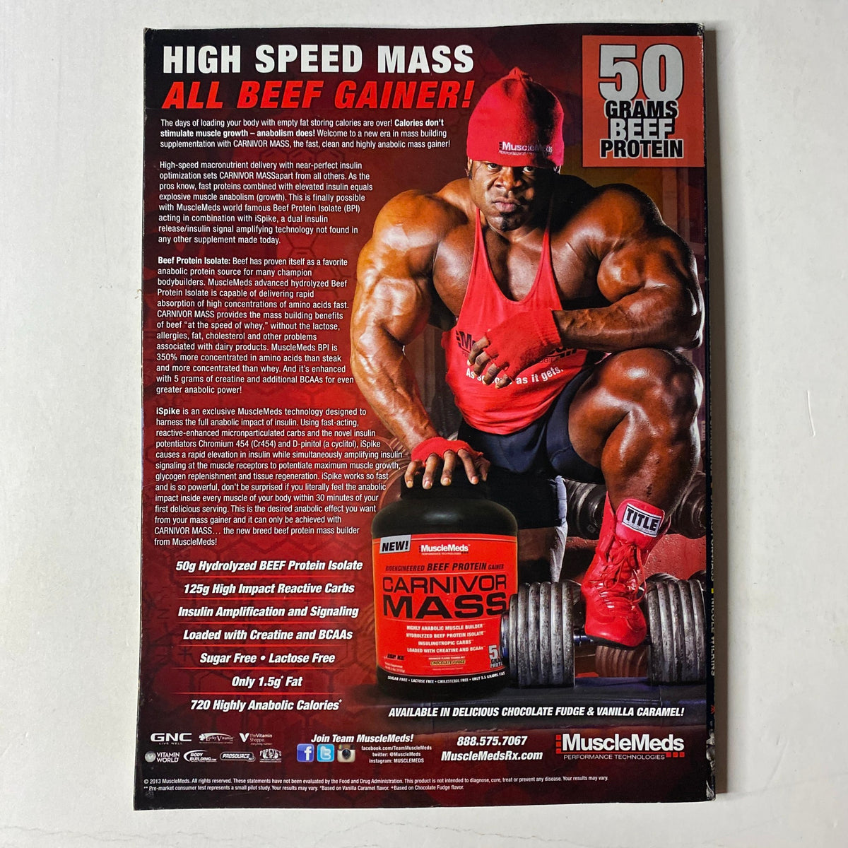 MuscleMag International Magazine December 2013 featuring Larry Vinette on the cover, showcasing bodybuilding content and nutritional insights.