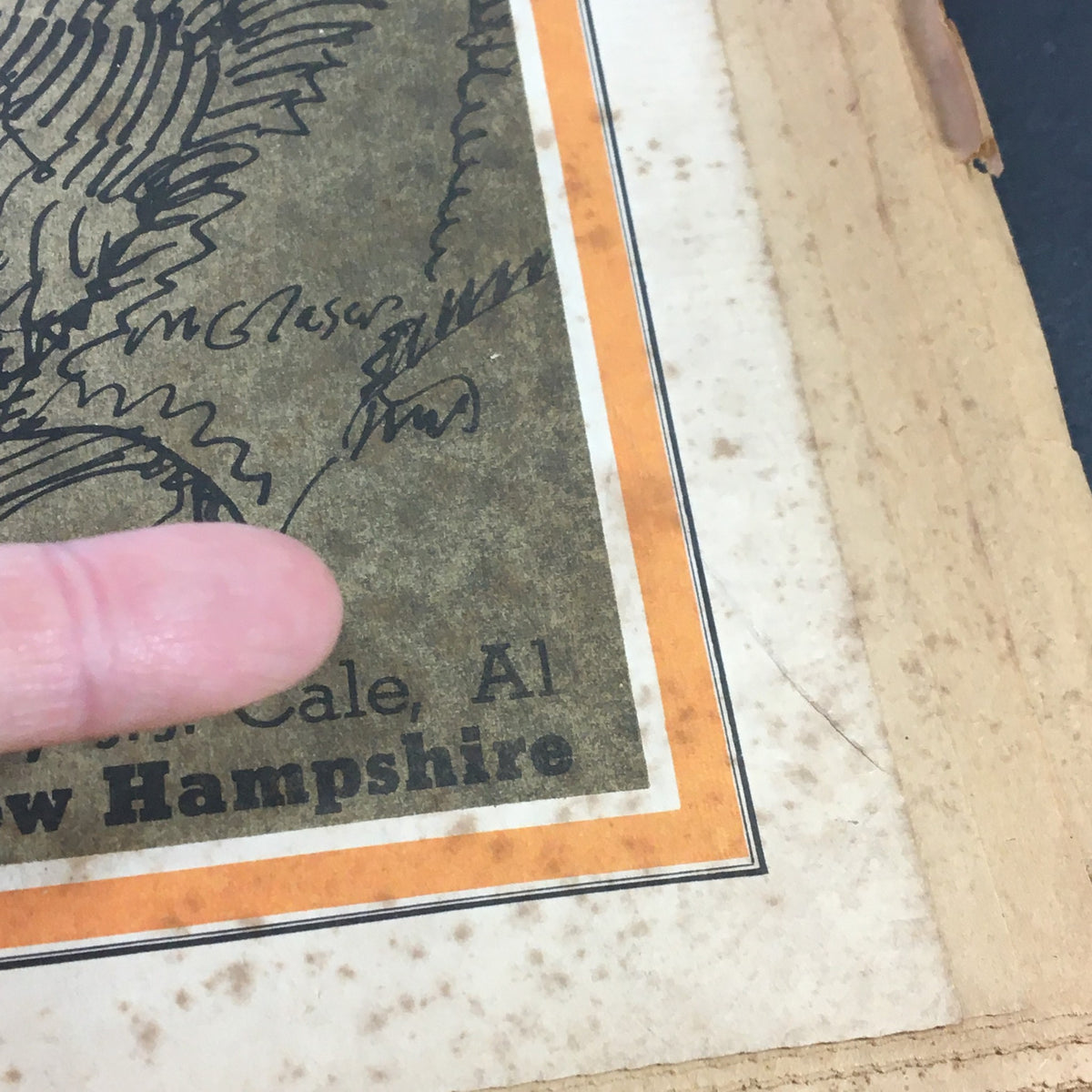 Close-up image highlighting the signature on the back cover of the VTG Rolling Stone Newspaper March 2 1972 #103 featuring Bob Dylan by Anthony Scaduto.