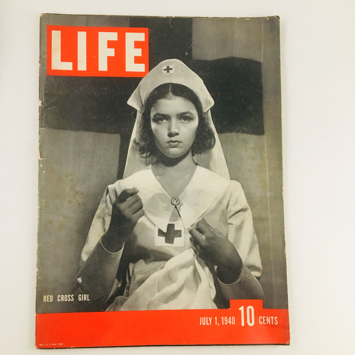 Cover of VTG Life Magazine July 1 1940 featuring Red Cross Girl photograph, showcasing a young woman in a nurse's uniform and Red Cross insignia.