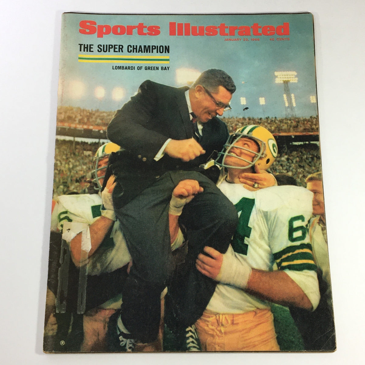 Sports Illustrated Magazine January 22, 1968 cover featuring Vince Lombardi of the Green Bay Packers celebrating with players, showcasing a historic moment in American football.