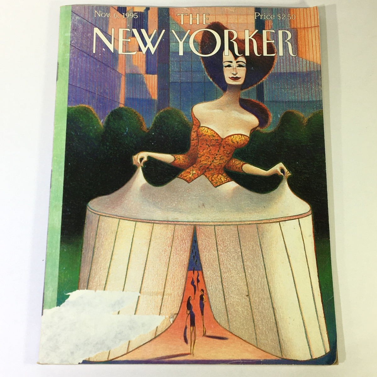 The New Yorker November 6 1995 - Full Magazine Theme Cover by Richard Avedon featuring an artistic depiction of a woman in a striking outfit, showcasing iconic magazine art and journalism.