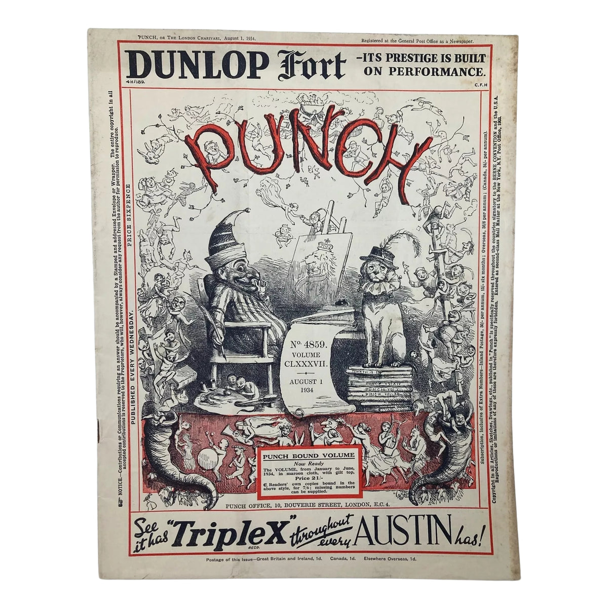 Lot of 6 Punch Magazines – July & August 1934 – Pre-WWII Cartoon & Humor
