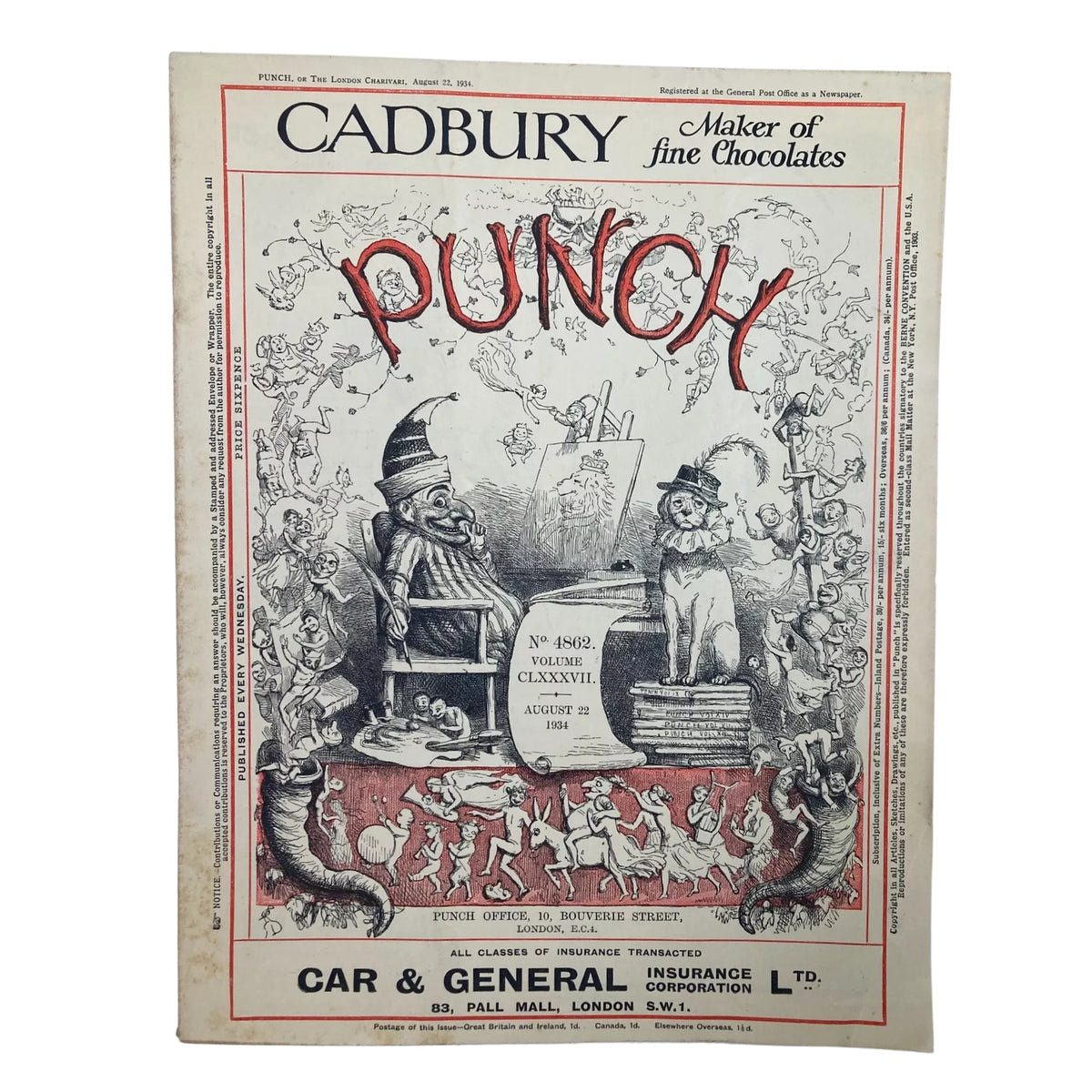Lot of 6 Punch Magazines – July & August 1934 – Pre-WWII Cartoon & Humor