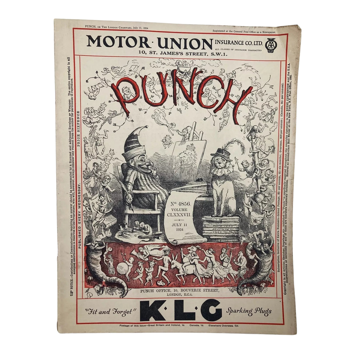 Lot of 6 Punch Magazines – July & August 1934 – Pre-WWII Cartoon & Humor