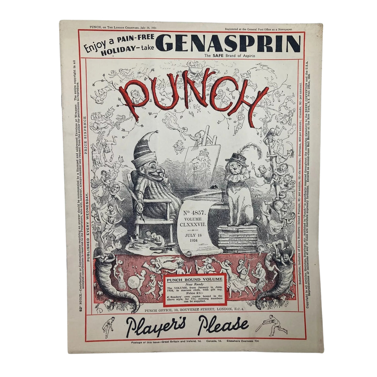 Lot of 6 Punch Magazines – July & August 1934 – Pre-WWII Cartoon & Humor