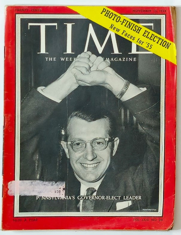 Vintage Time Magazine November 15 1954 Pennsylvania's Governor George M. Leader