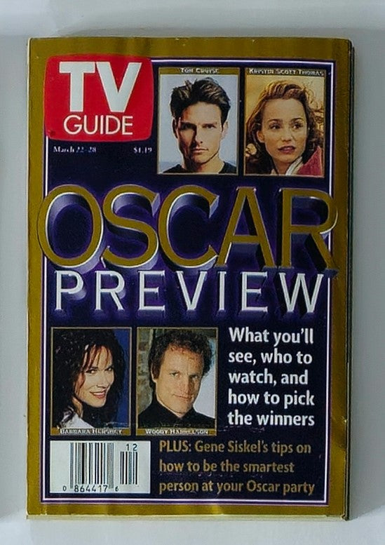TV Guide Magazine dated March 22, 1997 featuring Tom Cruise on the cover, highlighting an Oscar preview with additional details and images of other celebrities.