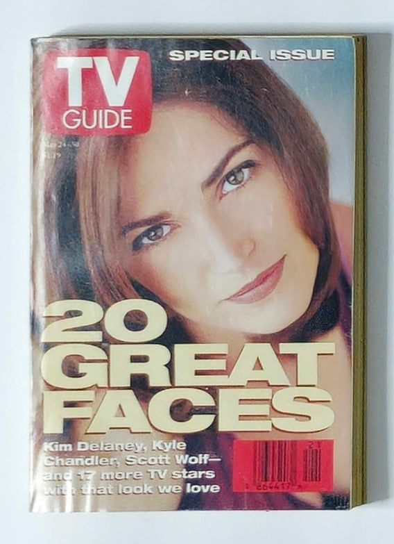 TV Guide Magazine May 24 1997 featuring Kim Delaney on the cover, labeled as a 'Special Issue' with the text '20 Great Faces'. The magazine highlights popular TV stars from the 90s.