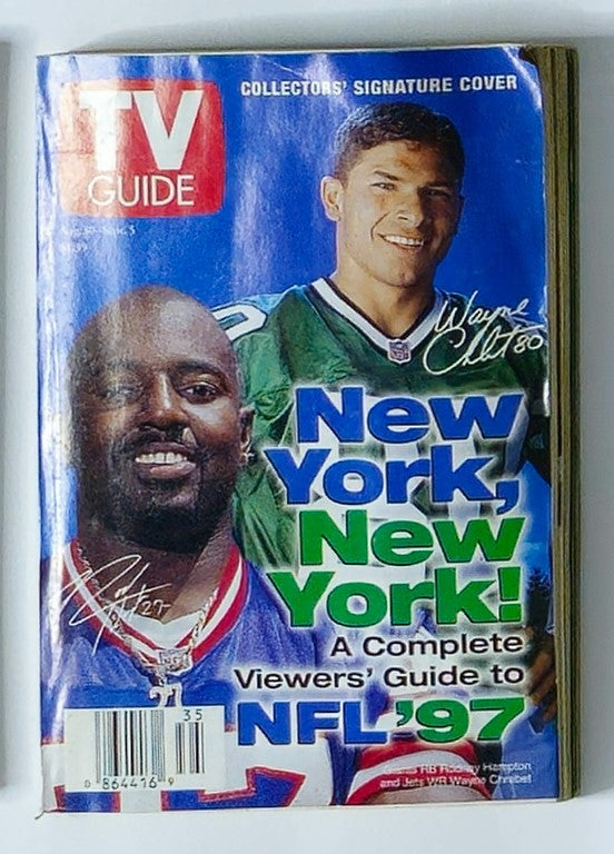 TV Guide Magazine August 30 1997 featuring Rodney Hampton and Wayne Chrebet, a viewer's guide to NFL 97