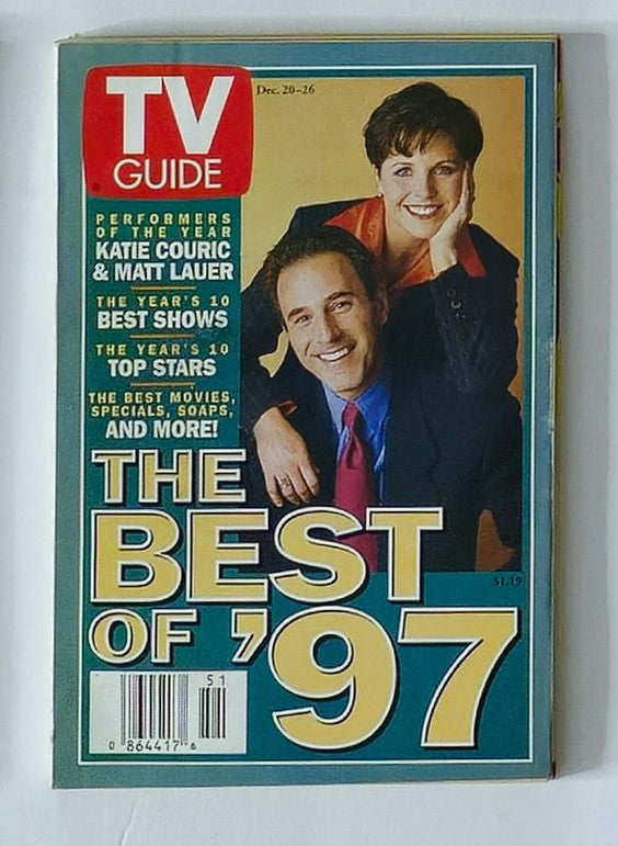 TV Guide Magazine cover from December 20, 1997 featuring Katie Couric and Matt Lauer, highlighting the year's best shows and top stars in television.