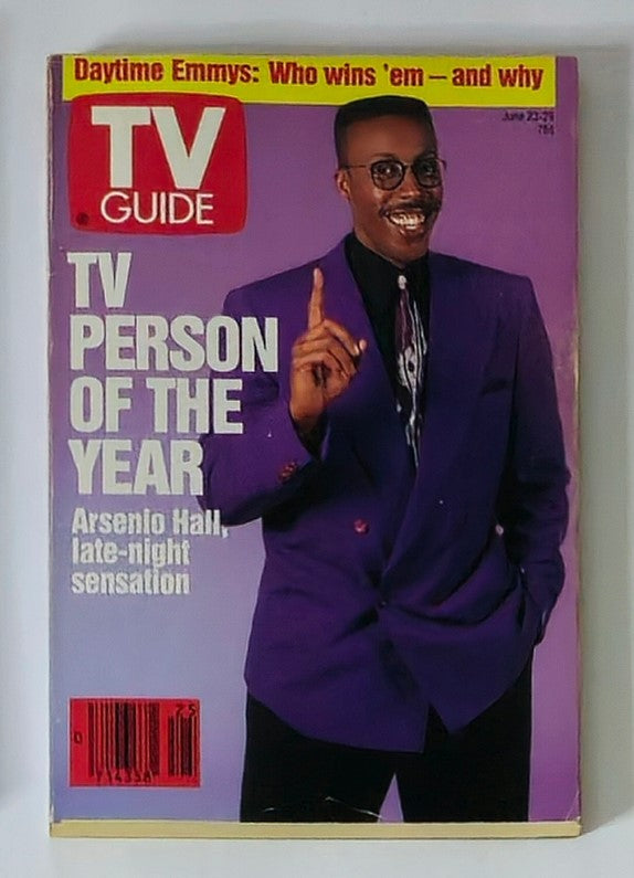 TV Guide Magazine from June 23, 1990 featuring Arsenio Hall as TV Person of the Year, capturing a pivotal moment in late-night entertainment.