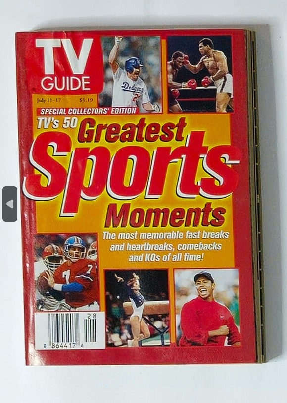 Cover of TV Guide Magazine from July 11, 1998, featuring Muhammad Ali in a special collector's edition highlighting TV's greatest sports moments.