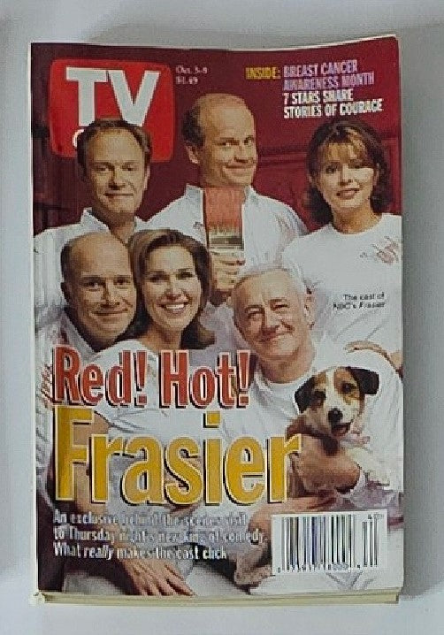 TV Guide Magazine October 3 1998 featuring the cast of 'Frasier' on the cover, highlighting the sitcom's popularity with the title 'Red! Hot! Frasier.'