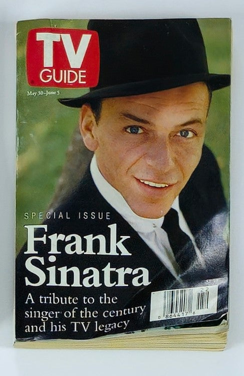 TV Guide Magazine May 30 1998 featuring Frank Sinatra on the cover, commemorating his legacy and contributions to television.