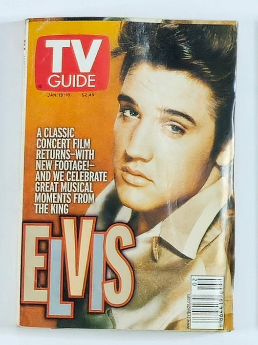 Cover of TV Guide Magazine January 13, 2001 featuring Elvis Presley, highlighting a classic concert film with new footage and musical moments from the King.