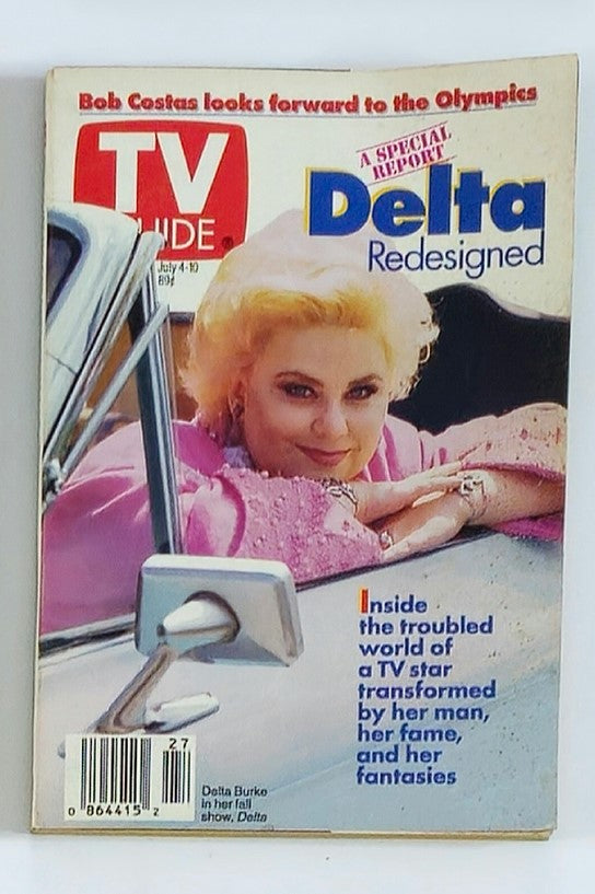 Cover of TV Guide Magazine July 4-10, 1992 featuring Delta Burke, titled 'Delta Redesigned'. The cover showcases Delta Burke in a glamorous setting, capturing her significance as a prominent television star during the early '90s.
