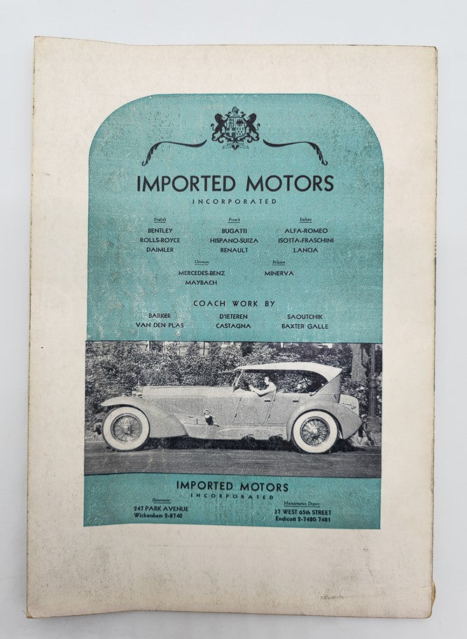 Vintage advertisement page from the VTG Creative Art Magazine September 1931, featuring the Imported Motors Incorporated showcasing luxury car brands and coachwork artists.