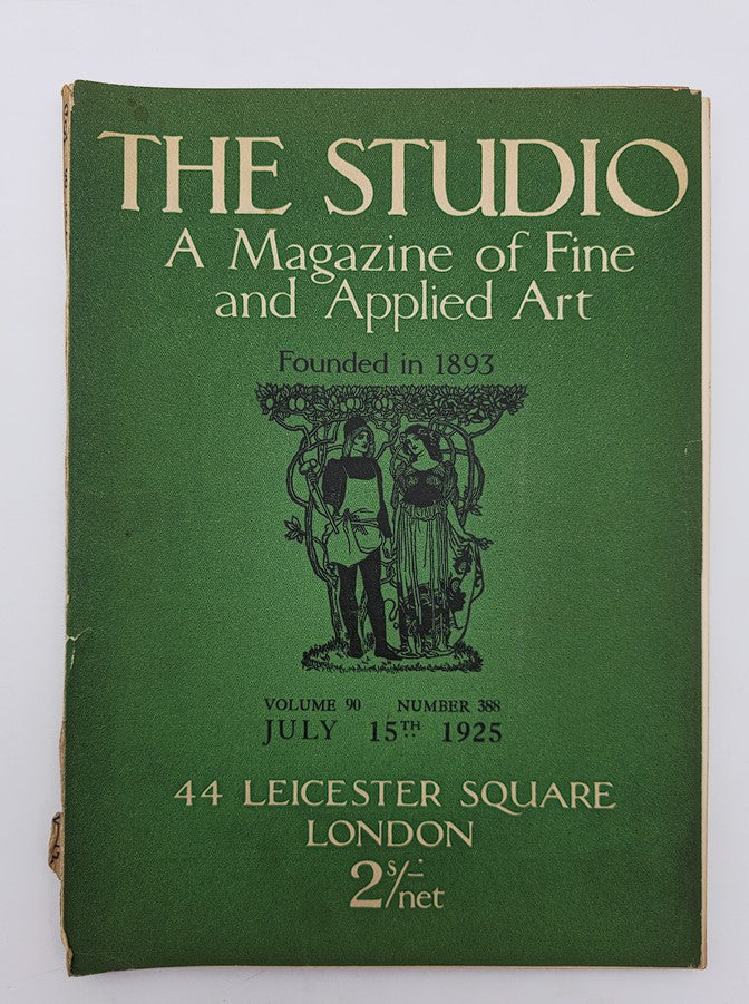 Cover of VTG The Studio Magazine July 15 1925 Vol 90 #388 featuring fine and applied art theme with an intricate design.