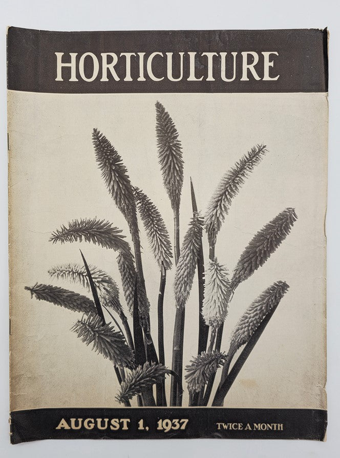 Cover of Horticulture Magazine dated August 1, 1937 featuring Miniature Tritomas, showcasing vintage botanical illustrations and design.