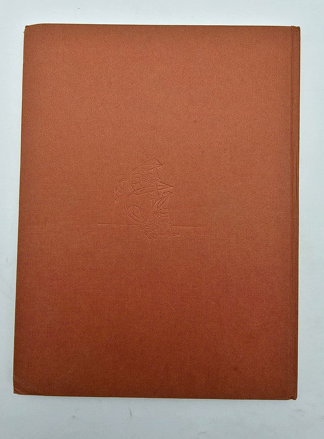 Back cover of VTG Horizon Magazine of Art November 1959, colored in solid orange with a subtle embossed design.