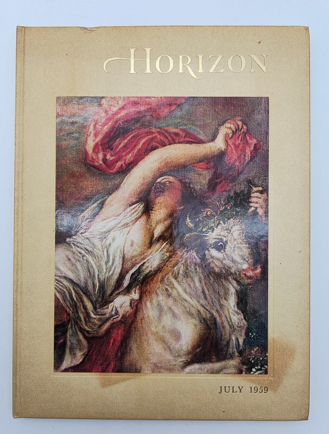 Cover of the VTG Horizon Magazine of Art, July 1959, Volume 1, Issue 6 featuring the artwork related to the theme 'The Rape of Eupora', showcasing vibrant colors and artistic expression.