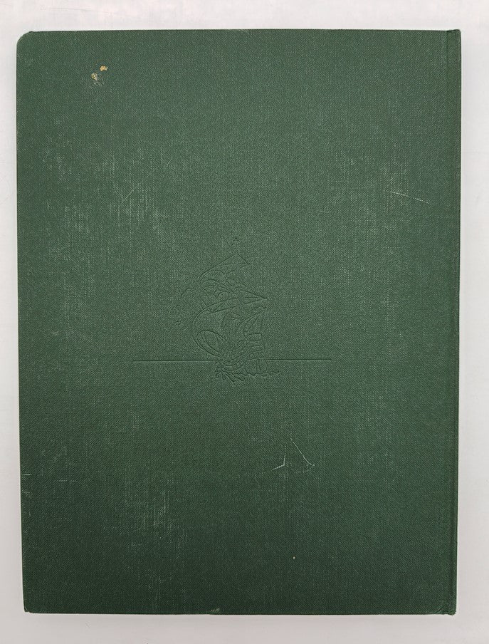 Back cover of VTG Horizon Magazine of Art March 1959 Vol 1 #4 Rubble Colors, featuring a textured green design with a subtle emblem.