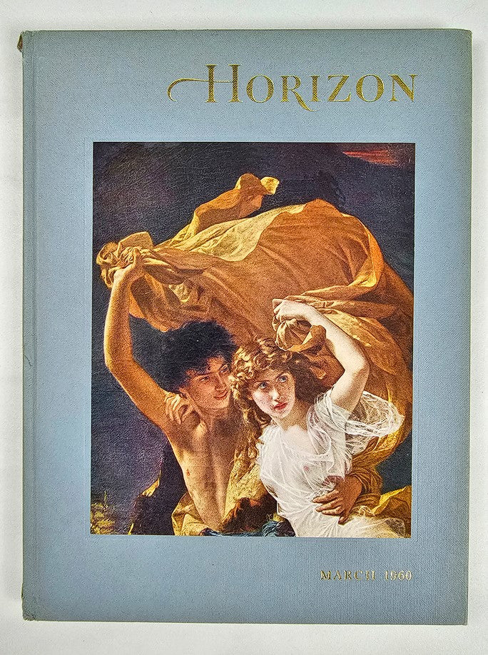 Cover of VTG Horizon Magazine of Art, March 1960, Volume 11, Issue 4 showcasing the artwork 'The Storm Painting' featuring a dramatic scene of two figures in flight.