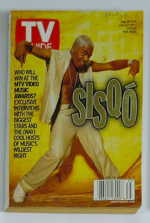 Cover of TV Guide Magazine dated August 26, 2000 featuring singer Sisqó, showcasing his energetic pose and highlighting his prominence in pop music during the early 2000s.