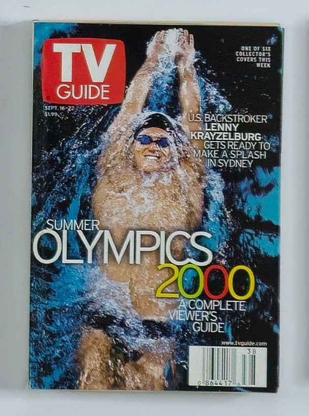 Cover of TV Guide Magazine dated September 16, 2000, featuring Lenny Krayzelburg, showcasing elements from the Summer Olympics 2000.