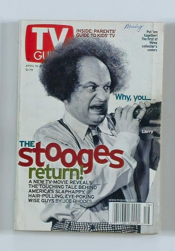 Cover of TV Guide Magazine dated April 15, 2000, featuring Larry Fine from The Stooges, emphasizing classic comedy and vintage television culture.