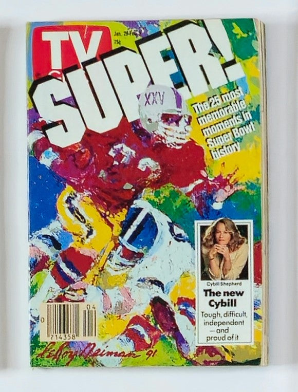 Vintage TV Guide Magazine, January 26, 1991, featuring Cybill Shepherd with the title 'TV Super!' showcasing exciting television moments, ideal for collectors of classic television memorabilia.
