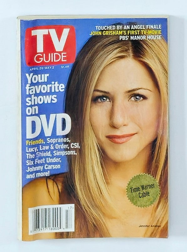 TV Guide Magazine April 26 2003 featuring Jennifer Aniston on the cover, showcasing popular TV shows of the early 2000s.